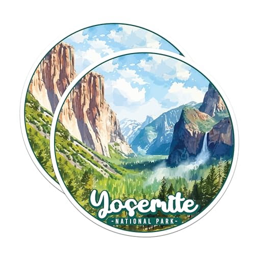 (2 Pack) Yosemite National Park Bumper Magnet - US National Park - Choose from 63 Parks - 5" On Longest Side - Decal for Car Bumper, Laptop, Water Bottle, Wall, and Window - MAG1607