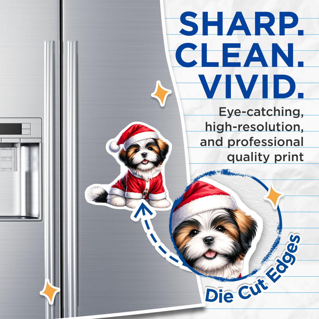 (2 Pack) Shih Tzu Christmas Magnets - Santa Puppy Decor - Holiday Dog Lover - Pet Parent Decor - 5 Inches On Longest Side - Thick Durable Magnet - Made in USA - MAG25983