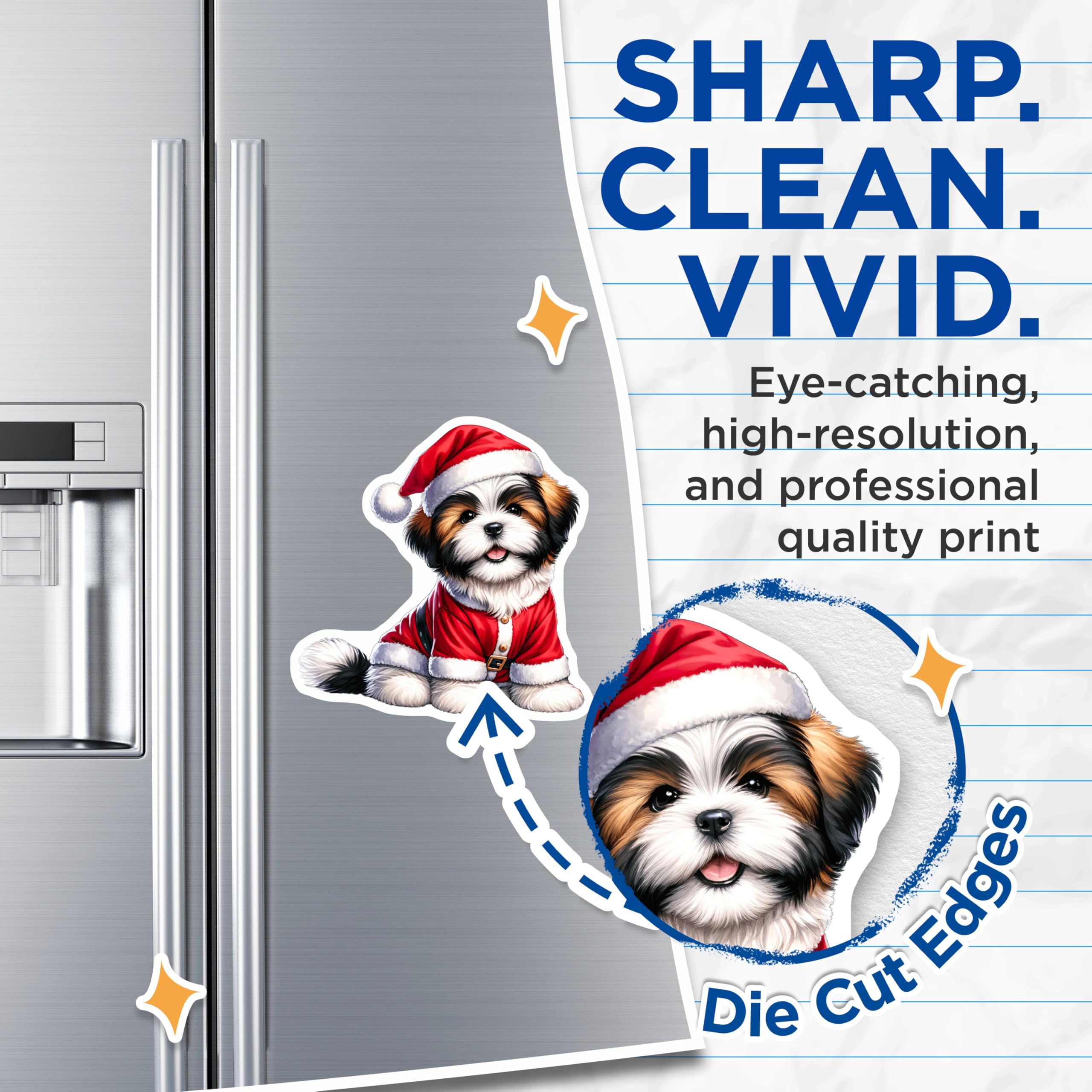 (2 Pack) Shih Tzu Christmas Magnets - Santa Puppy Decor - Holiday Dog Lover - Pet Parent Decor - 5 Inches On Longest Side - Thick Durable Magnet - Made in USA - MAG25983