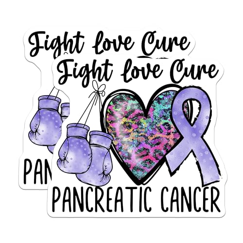 (2 Pack) Fight Love Cure Magnets - Pancreatic Cancer Awareness - Support Ribbon - 5" On Longest Side - for Cars, Fridges, Toolboxes - Made in USA - MAG4287