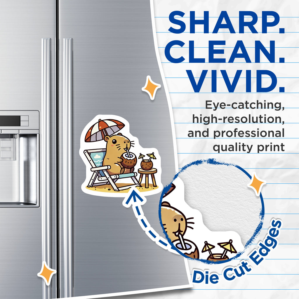 (2 Pack) Cute Capybara Magnets - Beach Vacation Animal - Fridge Locker Decor - 5 Inches On Longest Side - Thick Durable Magnet - Made in USA - MAG38587
