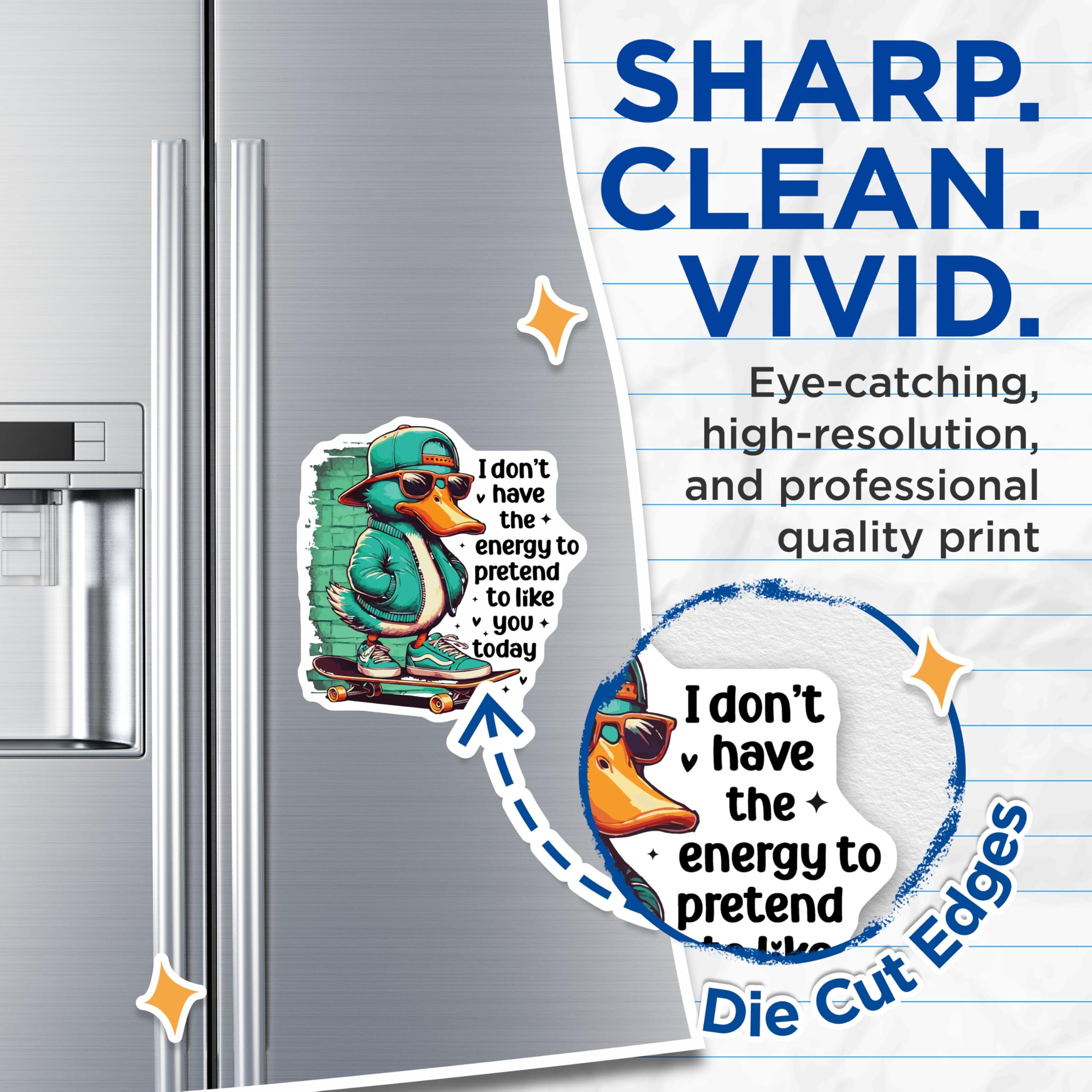 (2 Pack) Sassy Duck Magnets - Skateboarder Duck Humor - Funny Sarcastic Duck Saying - 5" On Longest Side - Premium Magnet - for Cars, Refrigerators, Toolboxes, Lockers - Made in USA - MAG14324