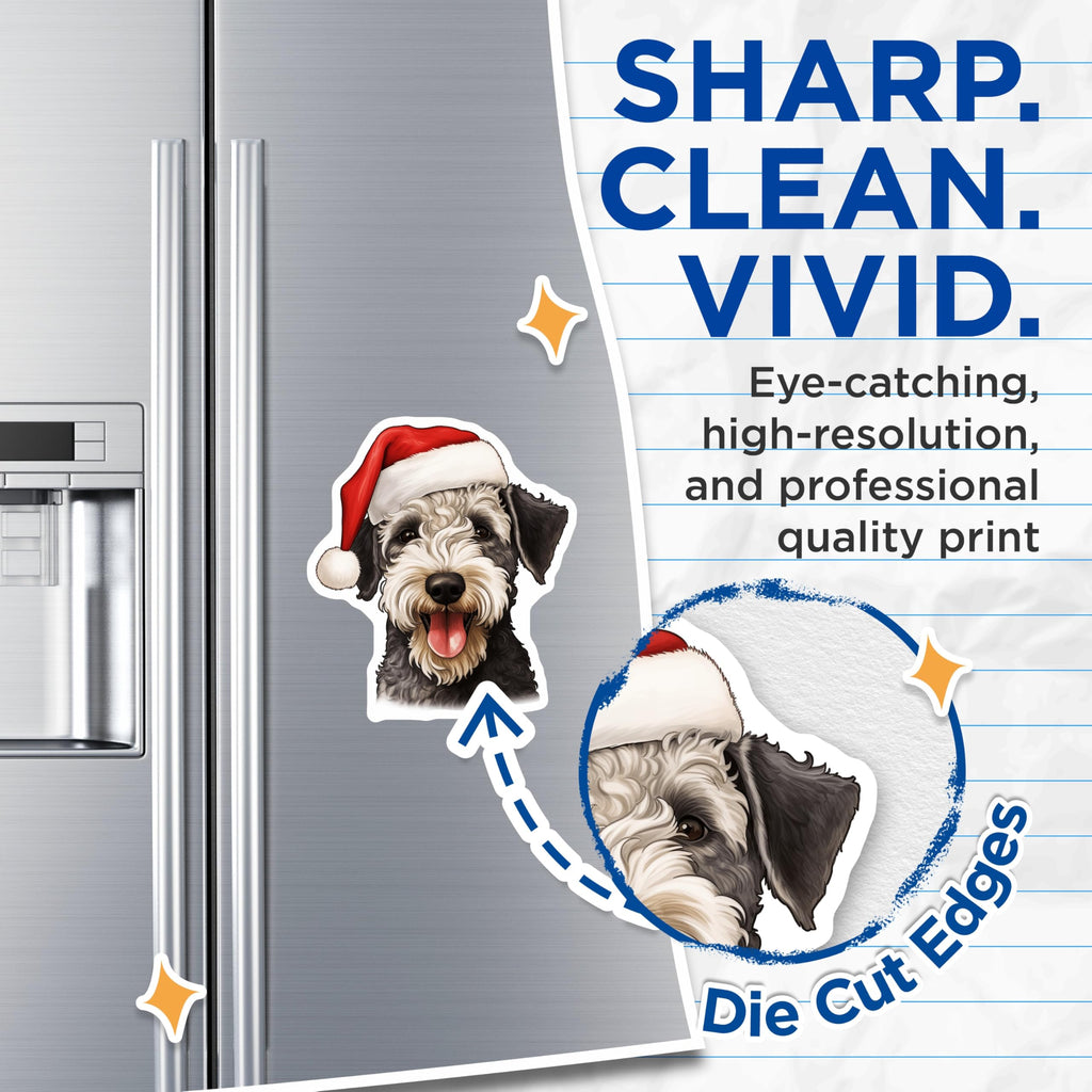 (2 Pack) Schnauzer Christmas Magnets - Santa Dog Holiday Decor - Dog Mom Fridge Magnets - 5 Inches On Longest Side - Thick Durable Magnet - Made in USA - MAG29842