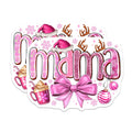 (2 Pack) Pink Christmas Mama Magnets - Cozy Festive Refrigerator Magnet - Holiday Mom Decor Car Accessories - 5 Inches On Longest Side - Thick Durable Magnet - Made in USA - MAG28286