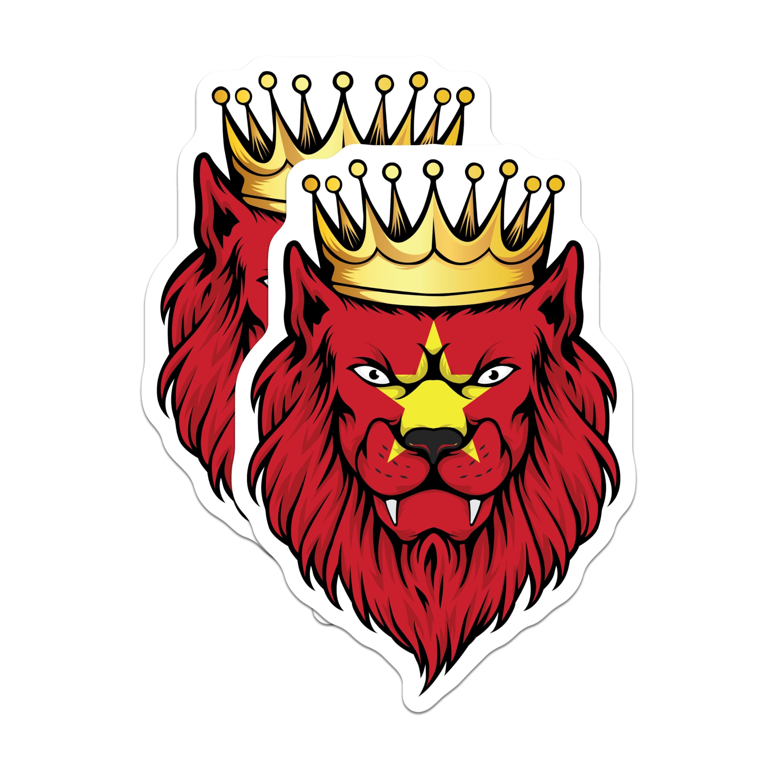 (2 Pack) Vietnam Lion Magnets - Vietnamese Flag King Lion Head - Majestic Patriotic Emblem - National Pride Display - 5 Inches On Longest Side - Thick Durable Magnet - Made in USA - MAG19096