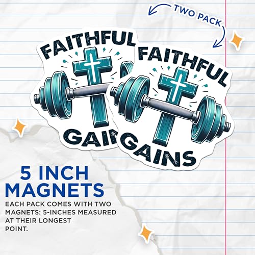 (2 Pack) Gym Motivation Magnet - Fitness Inspiration - Workout Encouragement - 5" On Longest Side - Sticks to Smooth Flat Surfaces - Made in USA - MAG9652