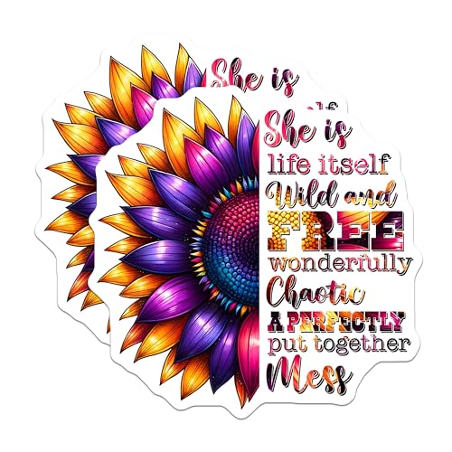 (2 Pack) Inspirational Flower Quote Magnets - Motivational Sunflower Art - 5" On Longest Side - for Cars, Fridges, Toolboxes - Made in USA - MAG8189