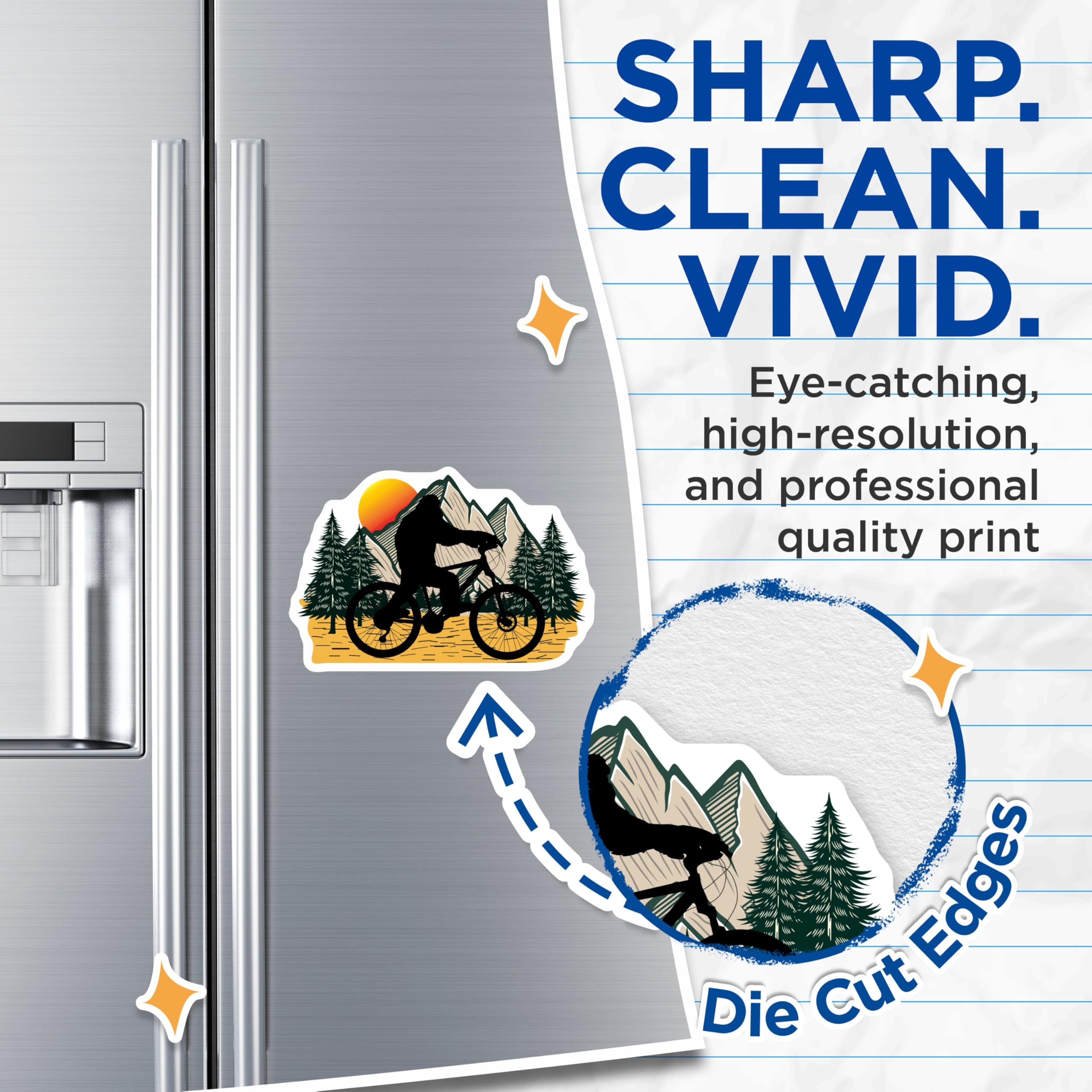 (2 Pack) Bigfoot Mountain Biking Magnets - Sasquatch Cycling Decor - Outdoor Adventure Folklore - 5 Inches On Longest Side - Thick Durable Magnet - Made in USA - MAG20949