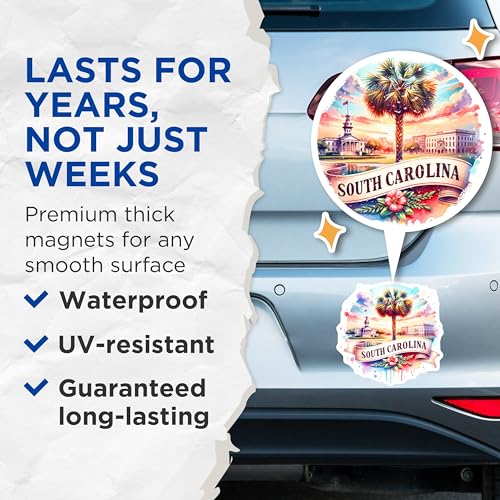 (2 Pack) South Carolina Scenic Magnets - Southern State Landscape - Carolina Palmetto Decor Magnets - 5" On Longest Side - for Cars, Fridges, Toolboxes - Made in USA - MAG6816