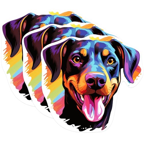 (3 Pack) Doberman Decals - Dog Breed Stickers - Laptop Decals - 3 Inches On Longest Side - Easy Peel & Apply - Made in USA - 3MCS0723