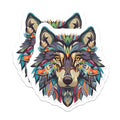 (2 Pack) Colorful Wolf Stickers - Animal Art Stickers - Boho Wolf Decal - 5" On Longest Side - Sticks to Smooth Flat Surfaces - Made in USA - BMCS4687