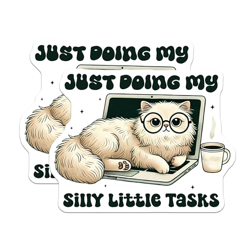 (2 Pack) Funny Cat Magnets - Cute Quotes Magnet - Adorable Laptop Magnet - 5" On Longest Side - for Cars, Fridges, Toolboxes - Made in USA - MAG3709