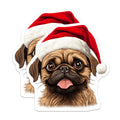 (2 Pack) Santa Pug Magnets - Christmas Dog Decor - Holiday Animal Lover - Fridge Whiteboard Accessories - 5 Inches On Longest Side - Thick Durable Magnet - Made in USA - MAG26439