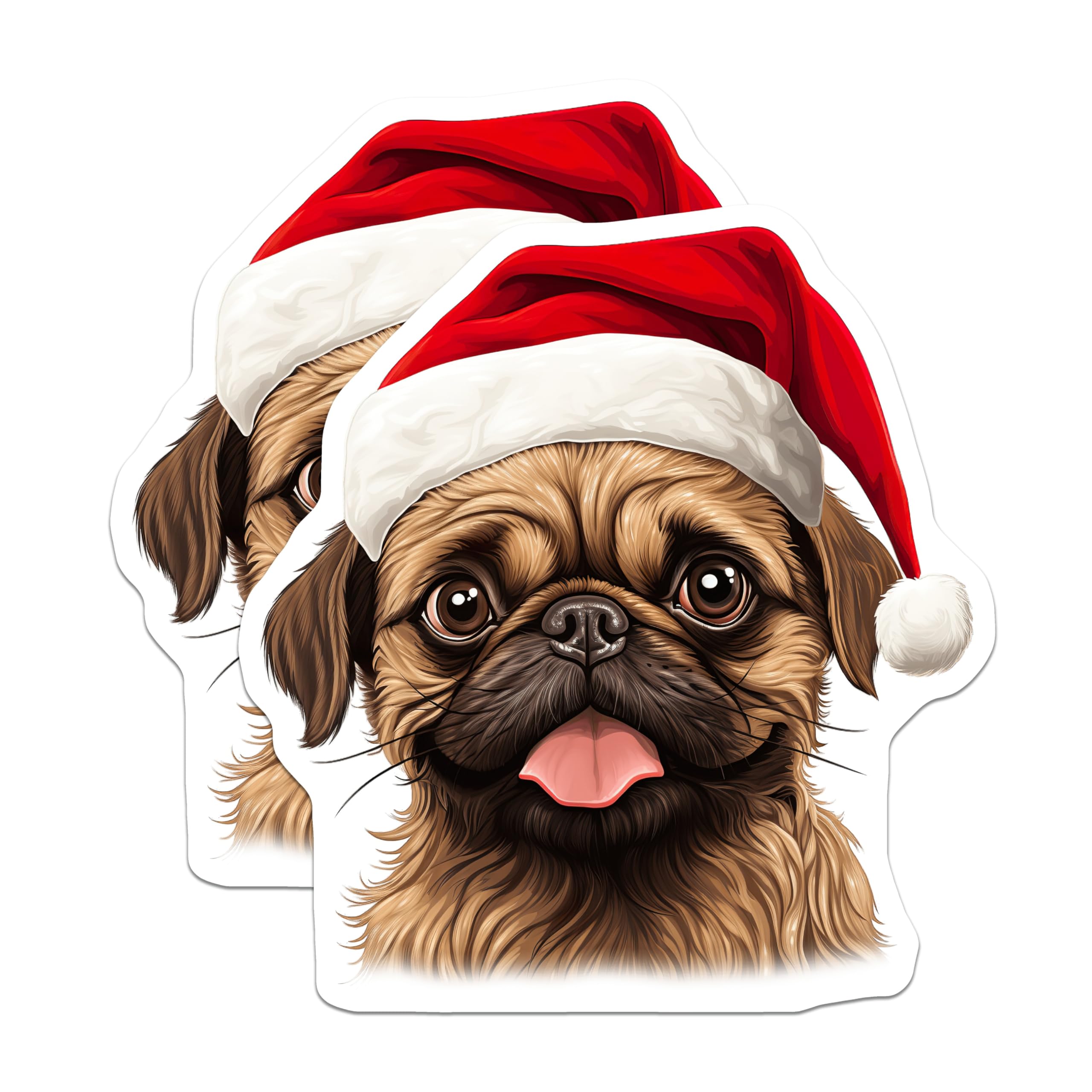(2 Pack) Santa Pug Magnets - Christmas Dog Decor - Holiday Animal Lover - Fridge Whiteboard Accessories - 5 Inches On Longest Side - Thick Durable Magnet - Made in USA - MAG26439