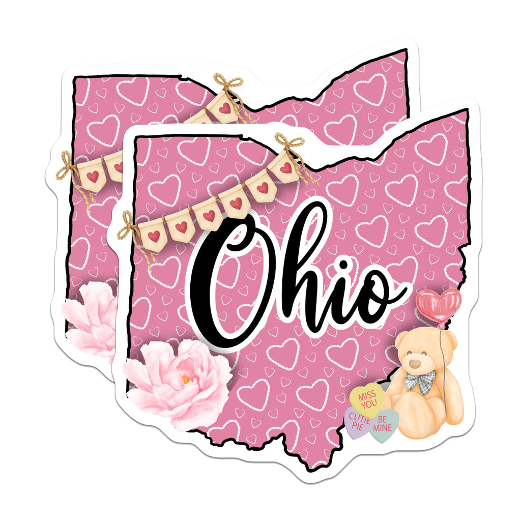 (2 Pack) Ohio State Magnets - Teddy Bear with Hearts - Ohio Home Decor - 5" On Longest Side - Premium Magnet - for Cars, Refrigerators, Toolboxes, Lockers - Made in USA - MAG18330