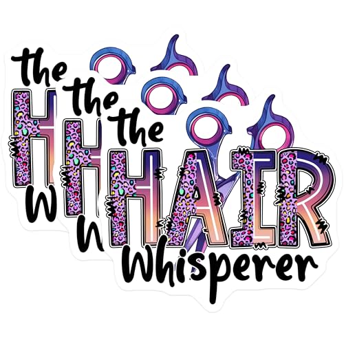 (3 Pack) Hair Whisperer Decals - Salon Decor - Hairdresser Laptop Decals - 3 Inches On Longest Side - Easy Peel & Apply - Made in USA - 3MCS6334