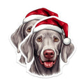(2 Pack) Weimaraner Christmas Magnets - Dog Santa Hat Magnets - Holiday Pet Owner Decor - 5 Inches On Longest Side - Thick Durable Magnet - Made in USA - MAG29306