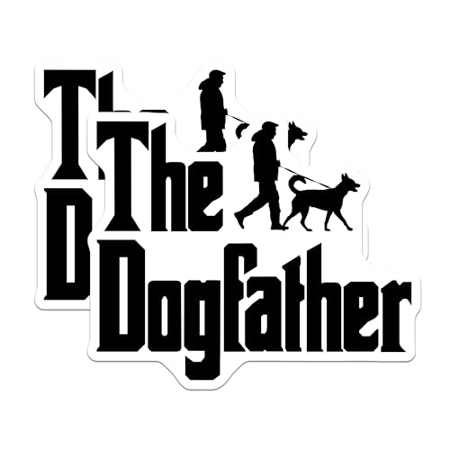 (2 Pack) The Dogfather Stickers - Dog Lover - Funny Pet Owner - 5" On Longest Side - Sticks to Smooth Flat Surfaces - Made in USA - BMCS5836