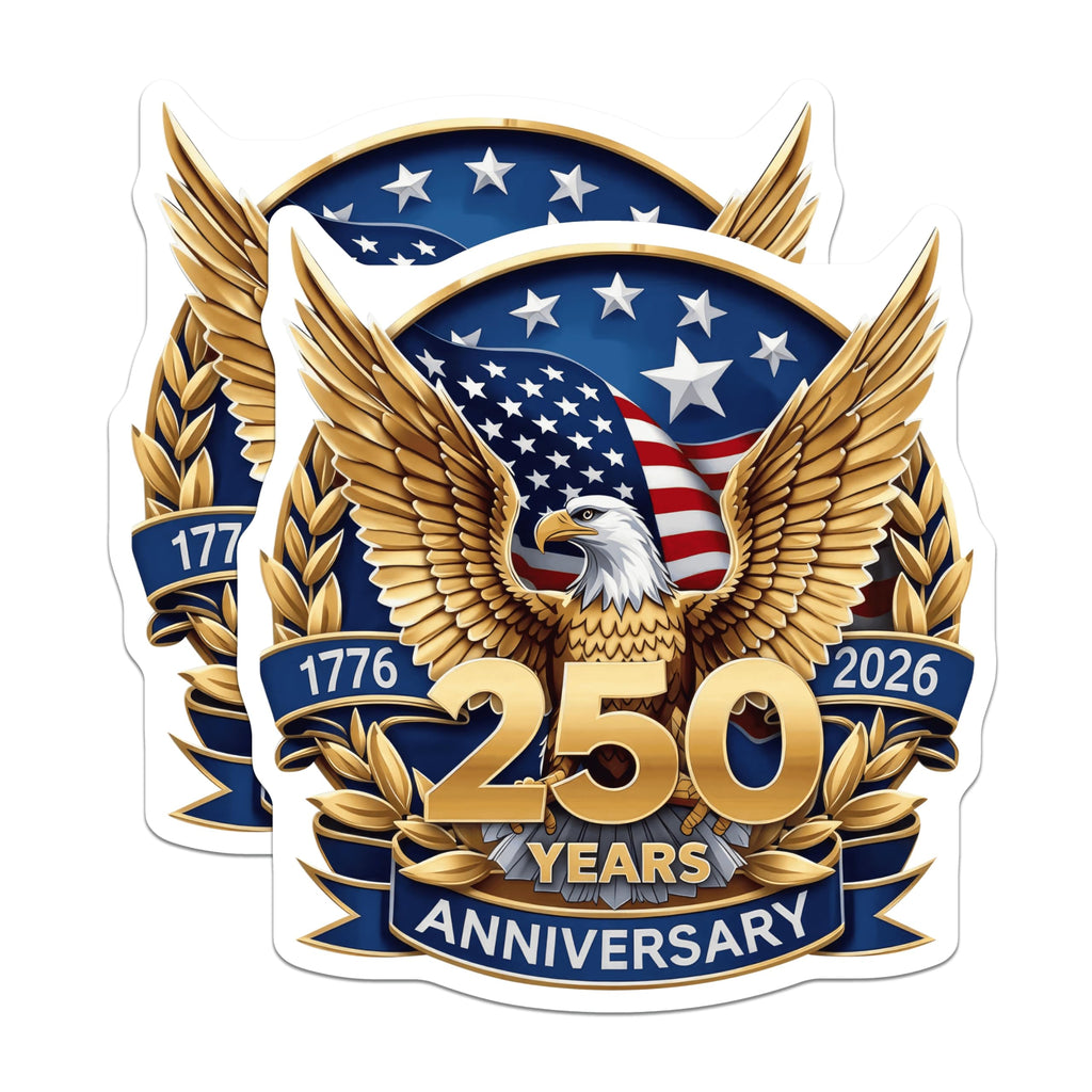 (2 Pack) 250th Anniversary USA Magnets - Patriotic Eagle American Flag - 1776 2026 Bicentennial Decor - 5 Inches On Longest Side - Thick Durable Magnet - Made in USA - MAG26691