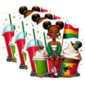 (3 Pack) Afro Girl Decals - Ghana Flag Stickers - Laptop Decals - 3 Inches On Longest Side - Easy Peel & Apply - Made in USA - 3MCS6118