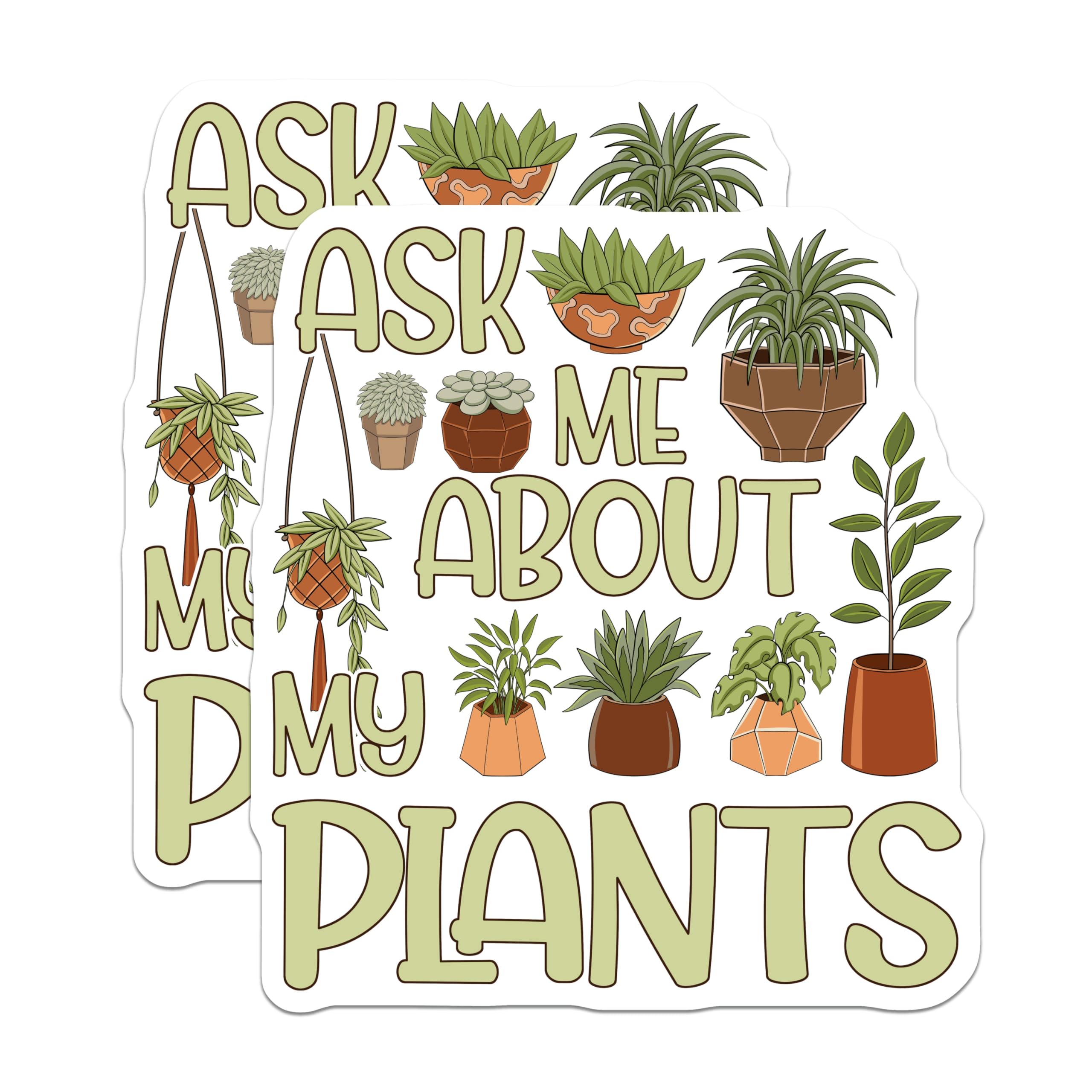 (2 Pack) Ask Me About My Plants Magnets - Plant Lover Decor - Houseplant Enthusiast Gift - 5" On Longest Side - Premium Magnet - for Cars, Refrigerators, Toolboxes, Lockers - Made in USA - MAG18632