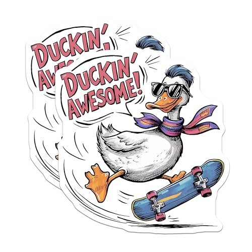 (2 Pack) Duck Skateboard Stickers - 5" On Longest Side - Sticks to Smooth Flat Surfaces - Made in USA - BMCS8534 - BMCS8534
