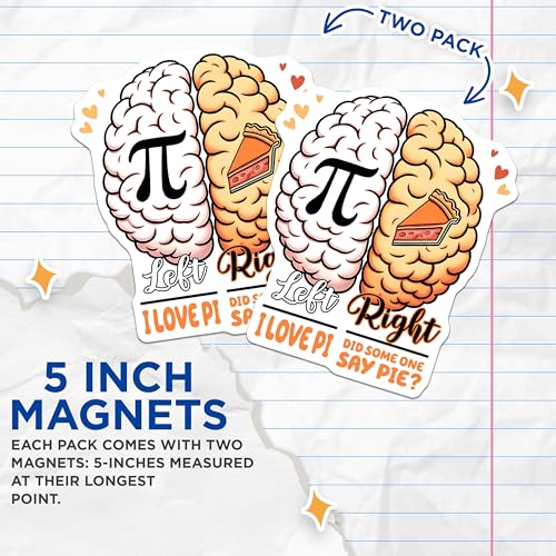 (2 Pack) Brain Magnets - Pi Day Decor - 5" On Longest Side - for Cars, Fridges, Toolboxes - Made in USA - MAG8164