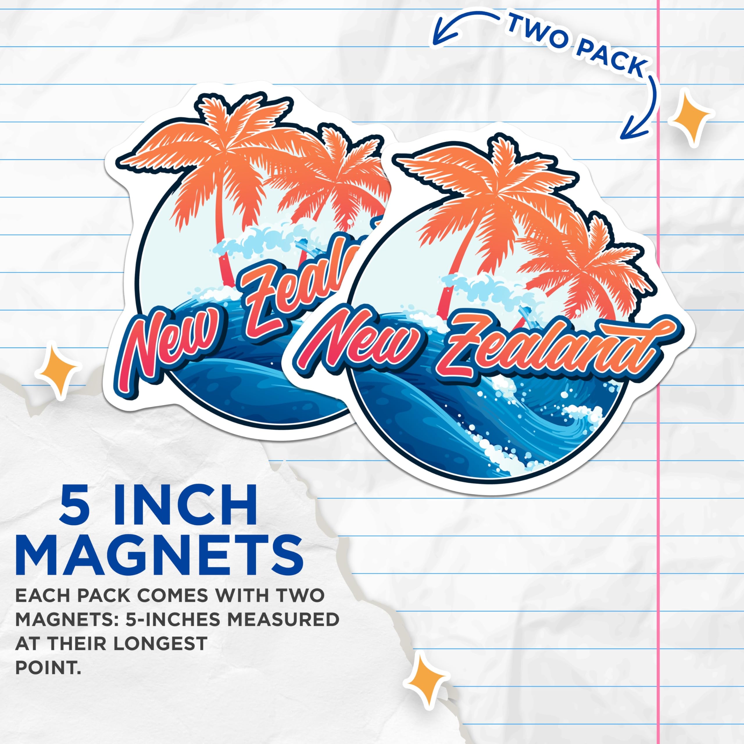 (2 Pack) New Zealand Magnets - Souvenir Decor - Travel Inspiration Fridge Magnets - 5" On Longest Side - Premium Magnet - for Cars, Refrigerators, Toolboxes, Lockers - Made in USA - MAG18493