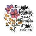 (2 Pack) Fearfully and Wonderfully Made Stickers - Inspirational Bible Verse - Floral Design Faith Stickers - 5" On Longest Side - Sticks to Smooth Flat Surfaces - Made in USA - BMCS9580