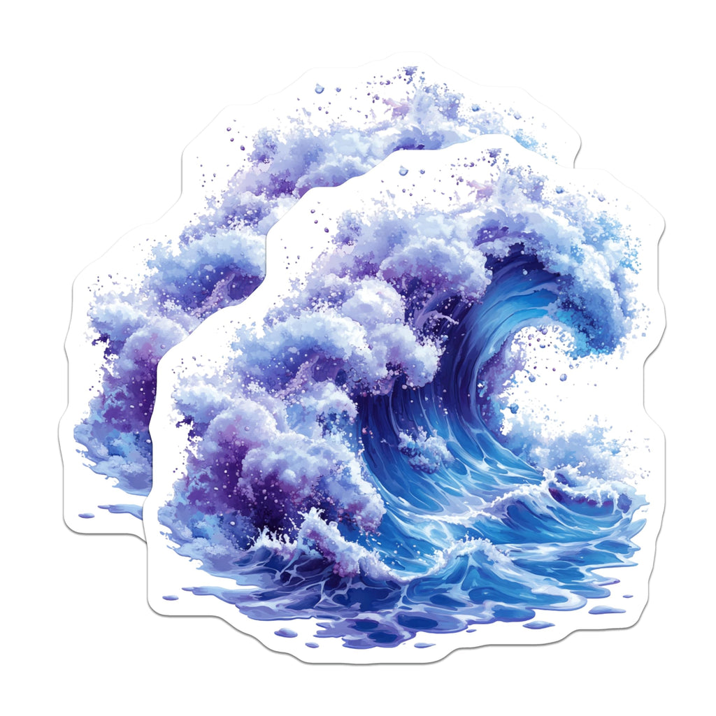 (2 Pack) Crashing Ocean Wave Magnets - Dynamic Blue Sea Wave Art - Coastal Fridge Locker Decor - 5 Inches On Longest Side - Thick Durable Magnet - Made in USA - MAG26135