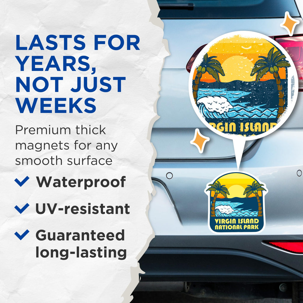(2 Pack) Virgin Islands Magnets - National Park Decor - Tropical Beach Magnets - 5" On Longest Side - Premium Magnet - for Cars, Refrigerators, Toolboxes, Lockers - Made in USA - MAG17875