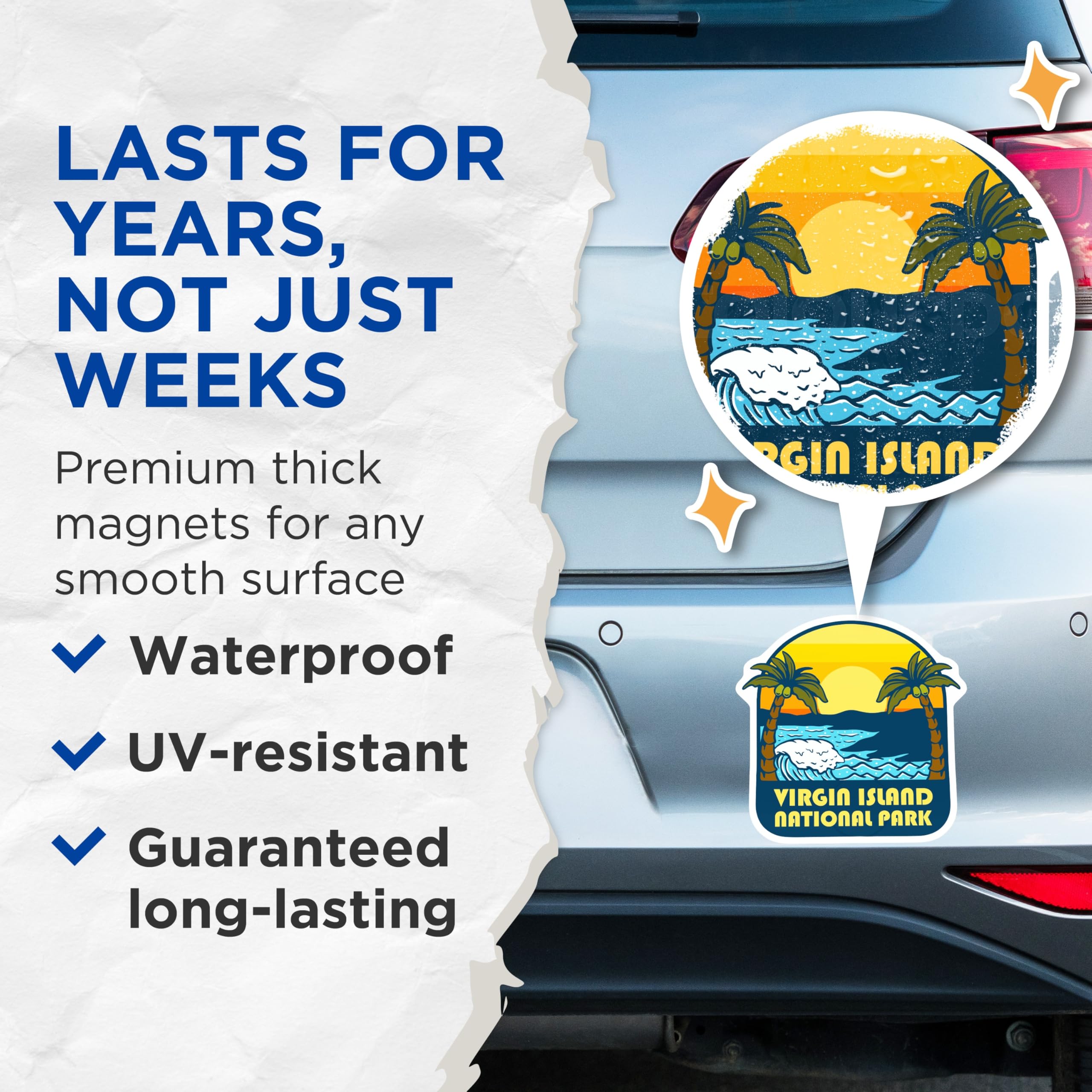 (2 Pack) Virgin Islands Magnets - National Park Decor - Tropical Beach Magnets - 5" On Longest Side - Premium Magnet - for Cars, Refrigerators, Toolboxes, Lockers - Made in USA - MAG17875