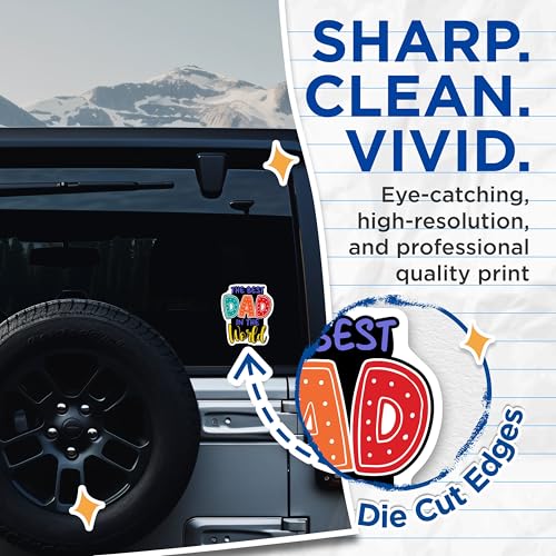 (2 Pack) The Best Dad in The World Stickers - Dad Appreciation - Father's Day Celebration - 5" On Longest Side - Sticks to Smooth Flat Surfaces - Made in USA - BMCS7487