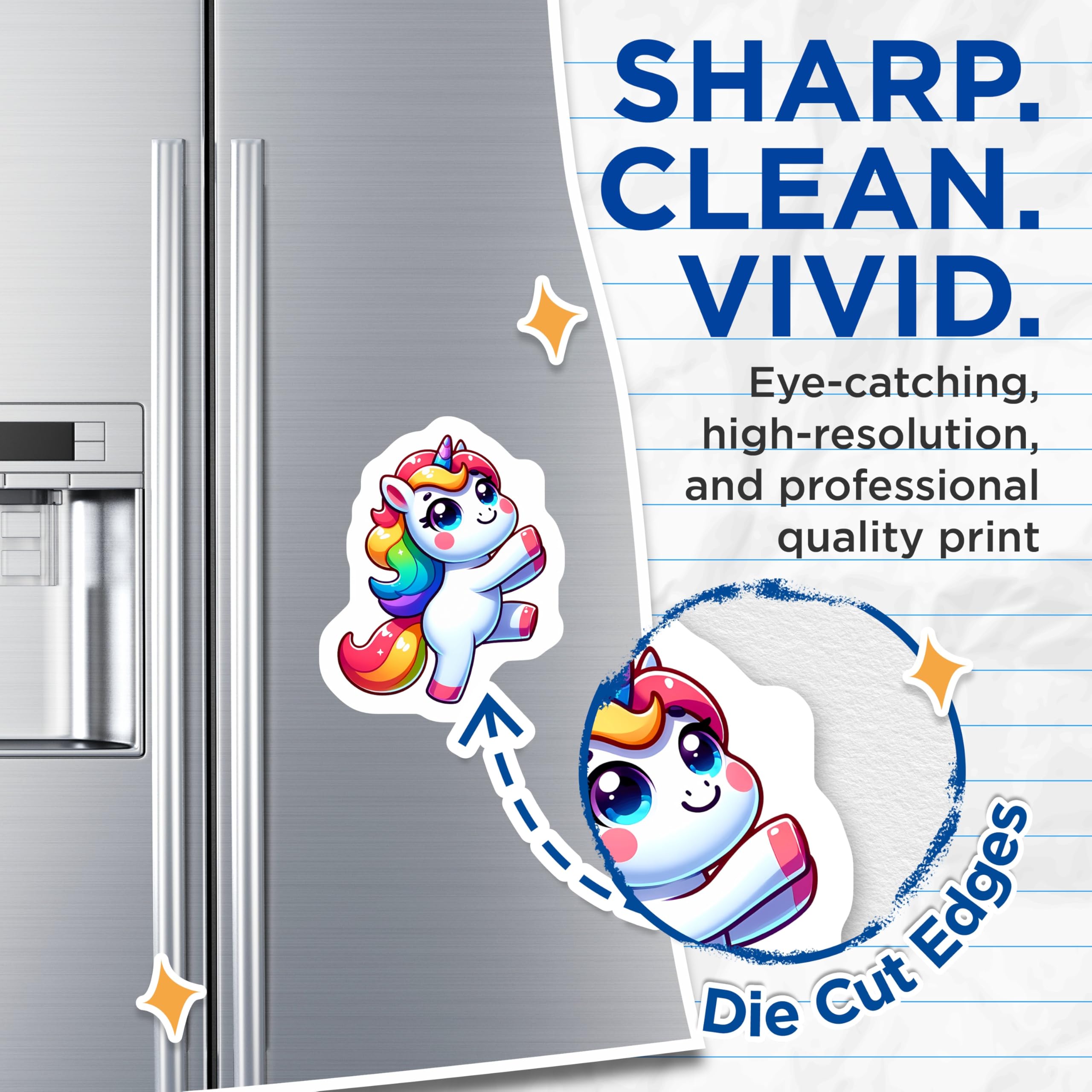 (2 Pack) Cute Rainbow Unicorn Magnets - Fantasy Animal Decor - Whimsical Fridge Accessory - 5 Inches On Longest Side - Thick Durable Magnet - Made in USA - MAG21689