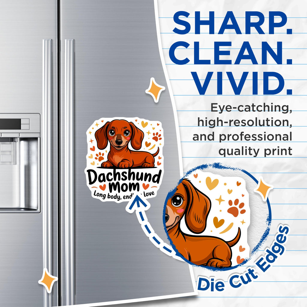 (2 Pack) Dachshund Mom Magnets - Wiener Dog Owner Decor - Pet Parent Cute Dog Design - 5 Inches On Longest Side - Thick Durable Magnet - Made in USA - MAG26933