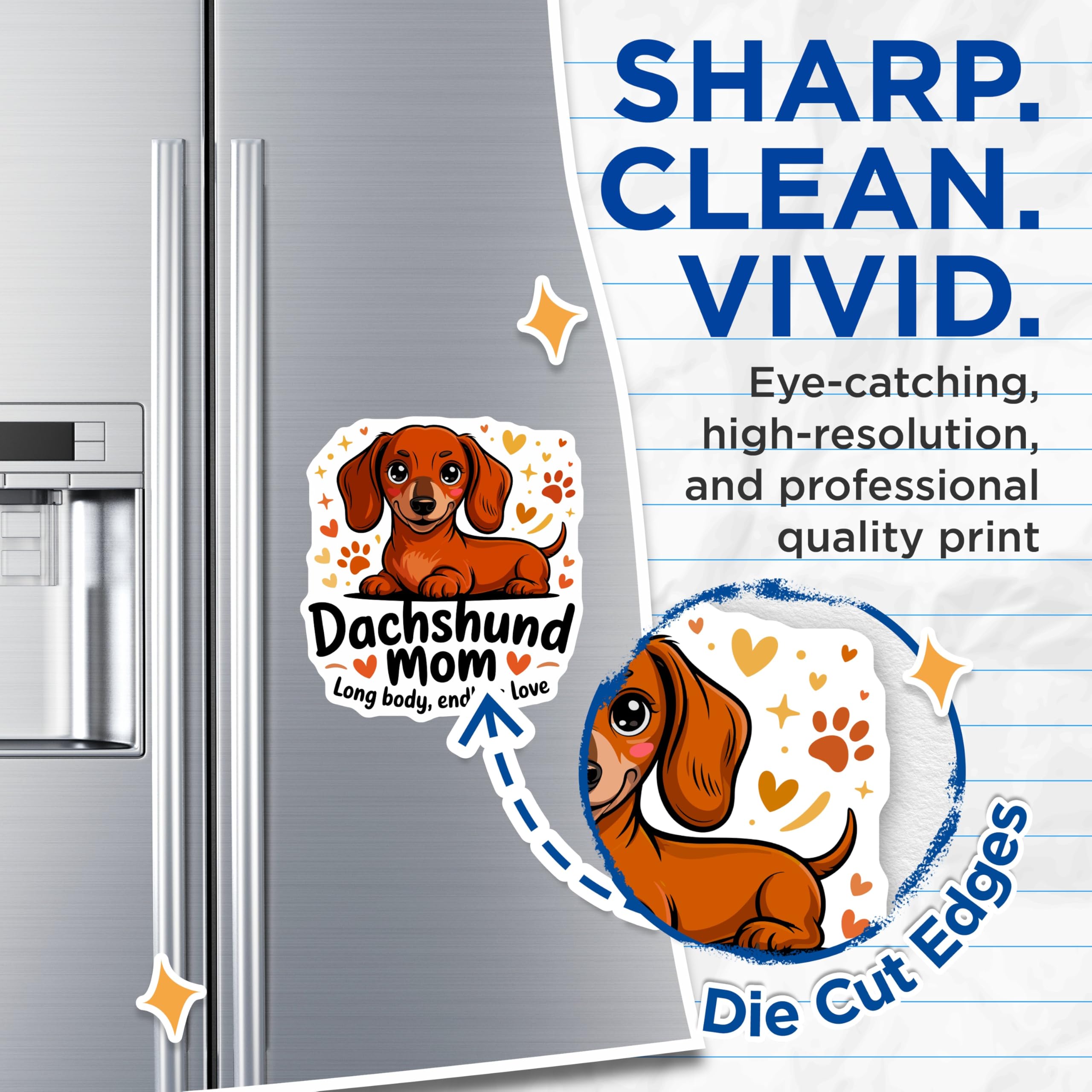 (2 Pack) Dachshund Mom Magnets - Wiener Dog Owner Decor - Pet Parent Cute Dog Design - 5 Inches On Longest Side - Thick Durable Magnet - Made in USA - MAG26933