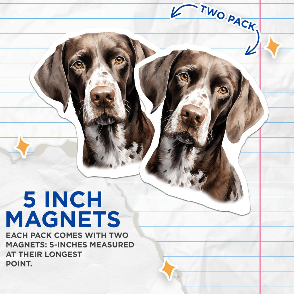 (2 Pack) German Shorthaired Pointer Magnets - GSP Dog Lover Decor - Hunting Dog Kitchen Art - 5 Inches On Longest Side - Thick Durable Magnet - Made in USA - MAG30697