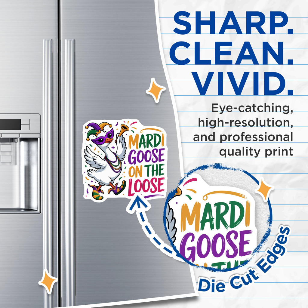 (2 Pack) Mardi Gras Goose Magnets - Funny Animal Parade - Carnival Celebration Decor - 5 Inches On Longest Side - Thick Durable Magnet - Made in USA - MAG22169