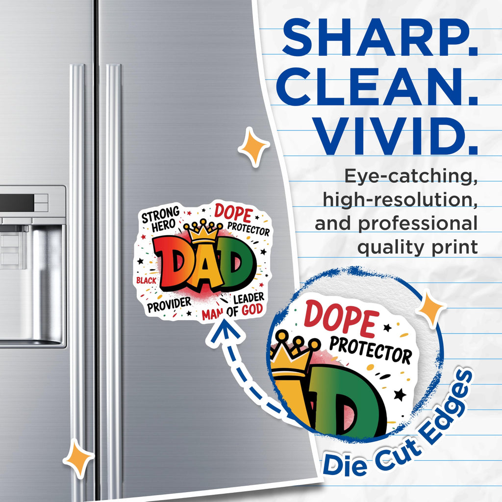 (2 Pack) Black Dad Magnets - Strong Hero Protector Father - Man of God African American Male Leader - 5 Inches On Longest Side - Thick Durable Magnet - Made in USA - MAG22815