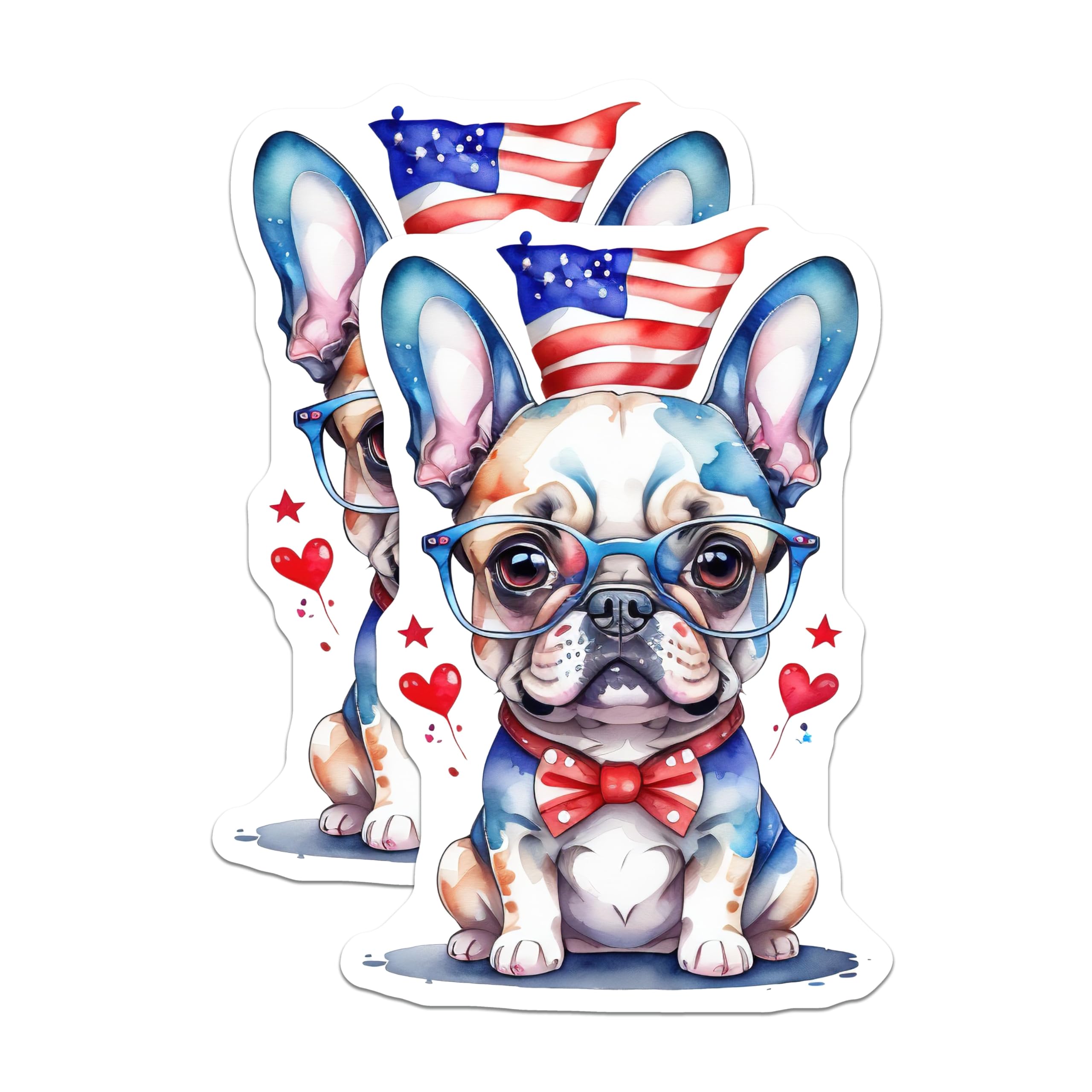 (2 Pack) Patriotic Bulldog Magnets - American Flag Dog - Fourth of July Bulldog Decor - 5" On Longest Side - Premium Magnet - for Cars, Refrigerators, Toolboxes, Lockers - Made in USA - MAG14956