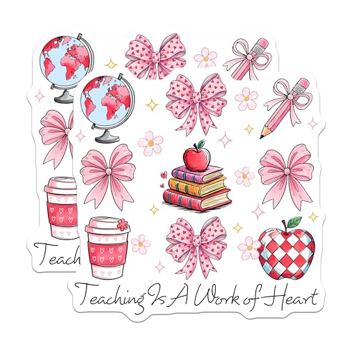 (2 Pack) Teaching is A Work of Heart Magnets - Teacher Appreciation - Classroom Decor - Teacher Gifts - 5" On Longest Side - for Cars, Fridges, Toolboxes - Made in USA - MAG7652