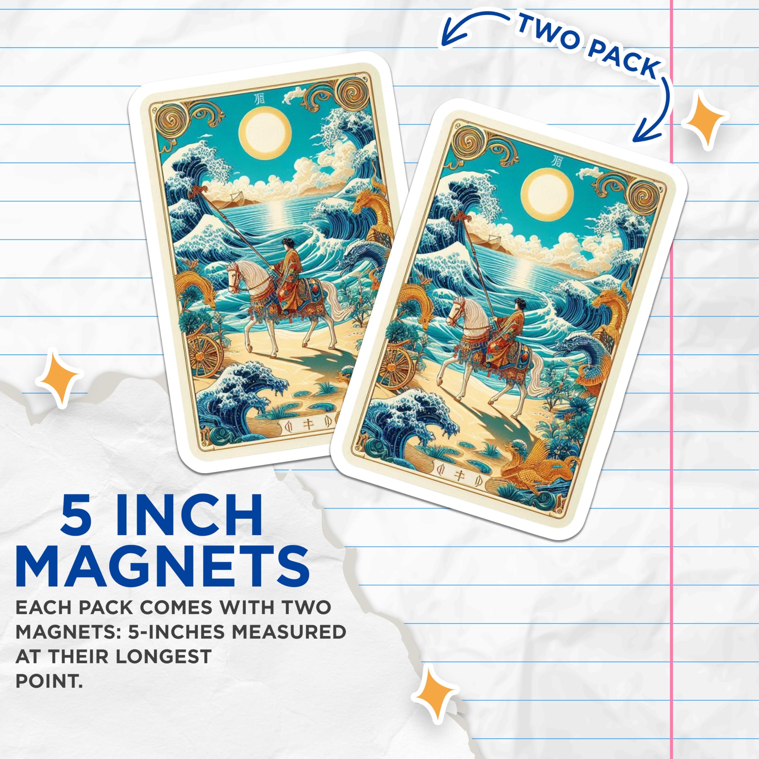 (2 Pack) Sea Horse Magnets - Oriental Art - Fantasy Home Decors - 5" On Longest Side - Premium Magnet - for Cars, Refrigerators, Toolboxes, Lockers - Made in USA - MAG16198