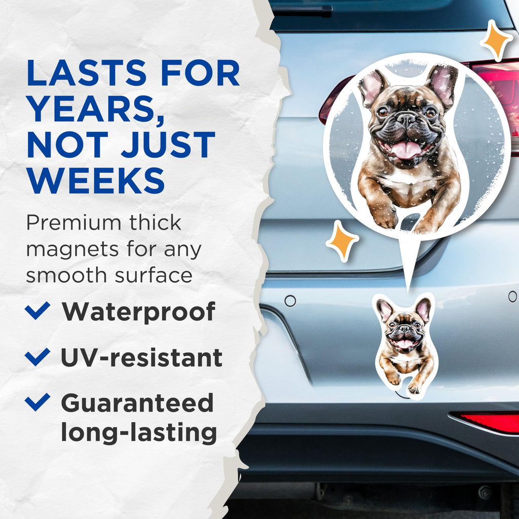 (2 Pack) French Bulldog Magnets - French Bulldog Dog Breed Magnets - Frenchie Breed - 5 Inches On Longest Side - Premium Magnet - for Cars, Refrigerators, Toolboxes - Made in USA - MAG2187