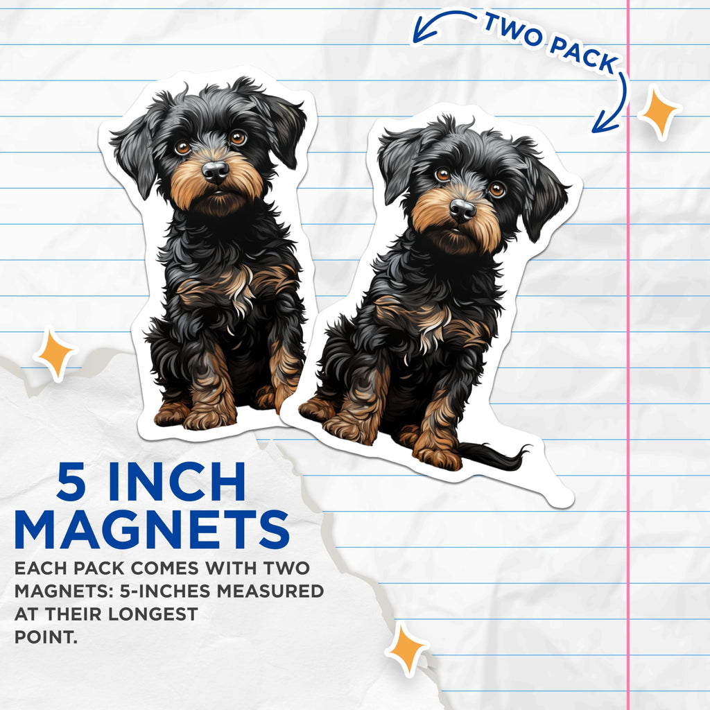 (2 Pack) Cute Terrier Dog Magnets - Adorable Puppy Art Magnet - Pet Lover Refrigerator Decor - 5 Inches On Longest Side - Thick Durable Magnet - Made in USA - MAG25622