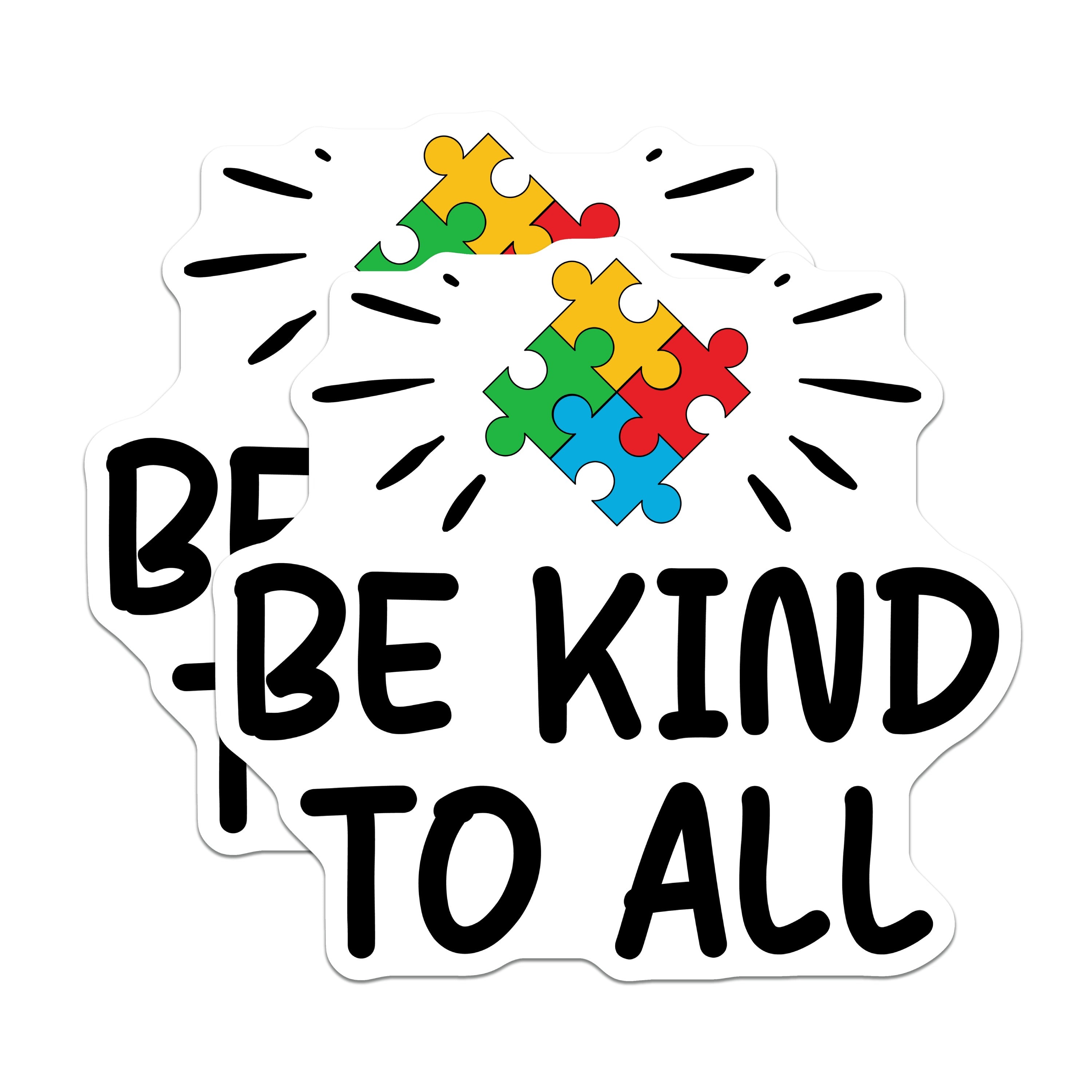 (2 Pack) Autism Awareness Magnets - Be Kind Puzzle Piece - Neurodiversity Support Teacher Ally - 5 Inches On Longest Side - Thick Durable Magnet - Made in USA - MAG38299