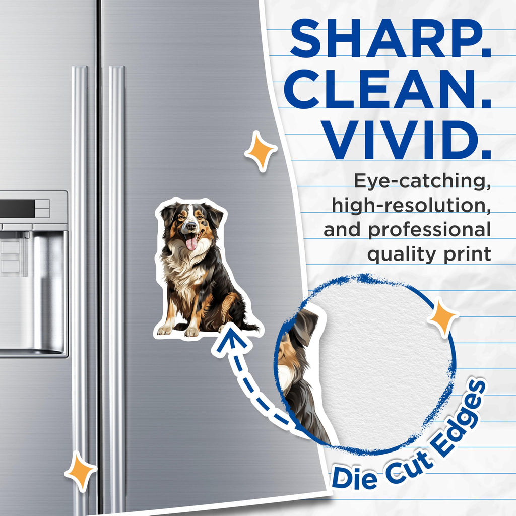 (2 Pack) Australian Shepherd Magnets - Dog Lover Accessories - Pet Memorial Refrigerator Decor - 5 Inches On Longest Side - Thick Durable Magnet - Made in USA - MAG29014
