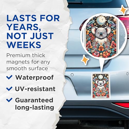 (2 Pack) Cute Koala Magnets - Ative Animal Magnets - Floral Art Magnets for Fridge - 5" On Longest Side - for Cars, Fridges, Toolboxes - Made in USA - MAG4470