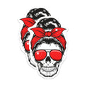 (2 Pack) Messy Bun Skull Magnets - China Flag Sunglasses - Rockabilly Hair Scarf Magnets - 5" On Longest Side - Premium Magnet - for Cars, Refrigerators, Toolboxes, Lockers - Made in USA - MAG18084