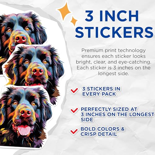 (3 Pack) Colorful Dog Decals - Bernese Mountain Dog - Laptop Decal - 3 Inches On Longest Side - Easy Peel & Apply - Made in USA - 3MCS0781