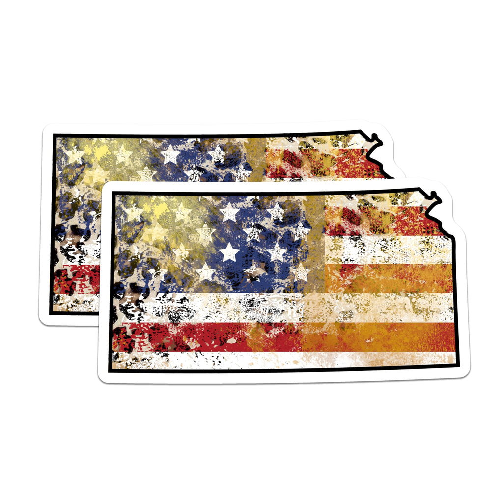 (2 Pack) Kansas USA Flag Magnets - Patriotic Decor - State Pride Fridge Decoration - 5" On Longest Side - Premium Magnet - for Cars, Refrigerators, Toolboxes, Lockers - Made in USA - MAG18011